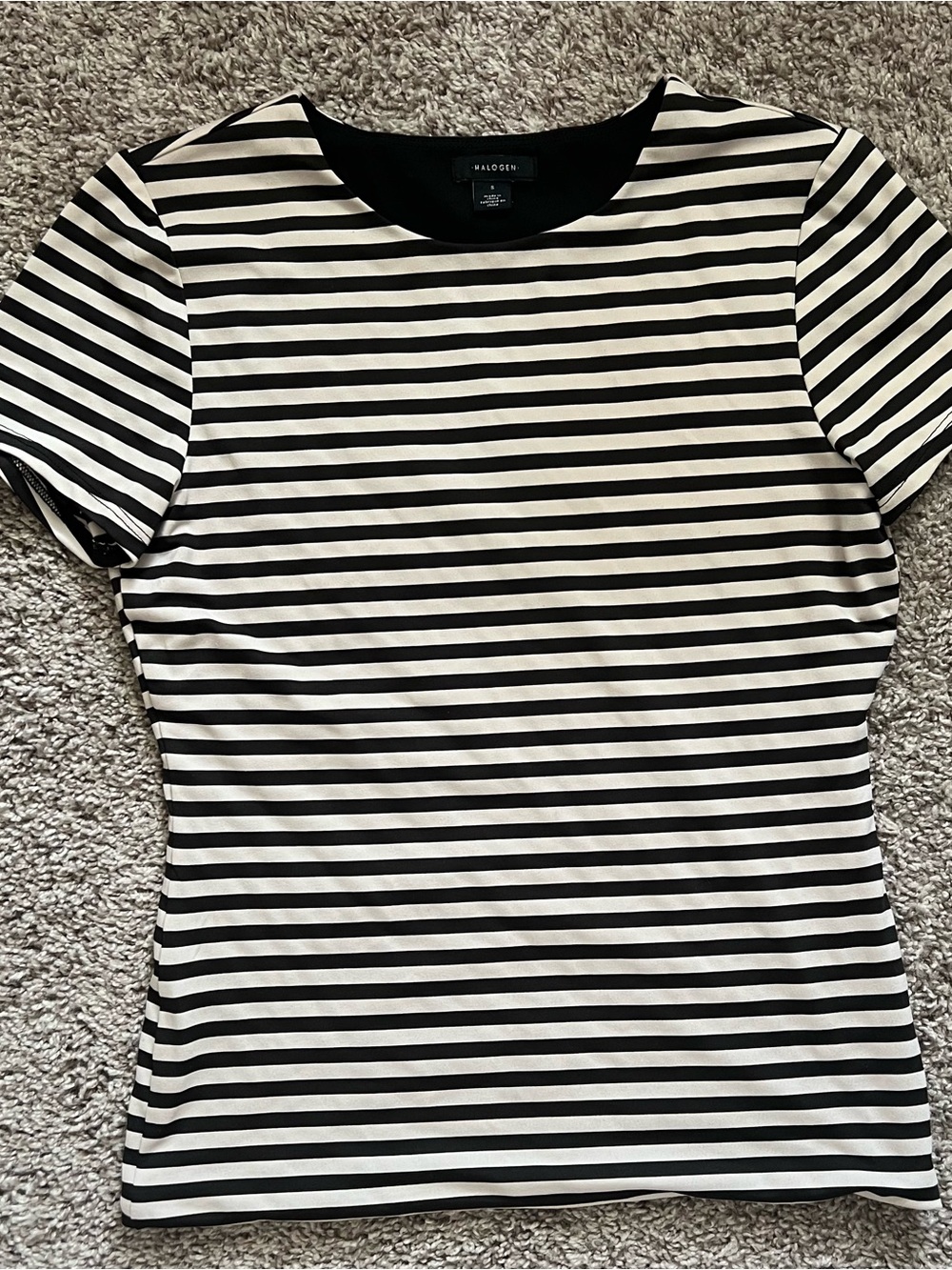 Halogen Black & White Striped Short-Sleeve Tee